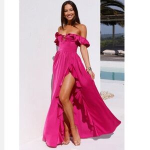 Hello Molly Vibrant Pink Dress with Bow Accent